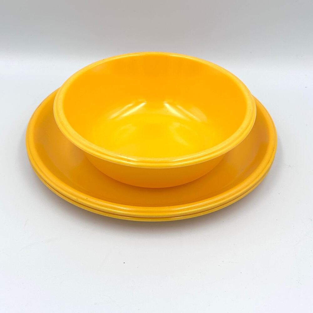 Vtg 70S Rubbermaid Melamine Plates & Bowl Set 3 Piece Replacements #3838 / #3836